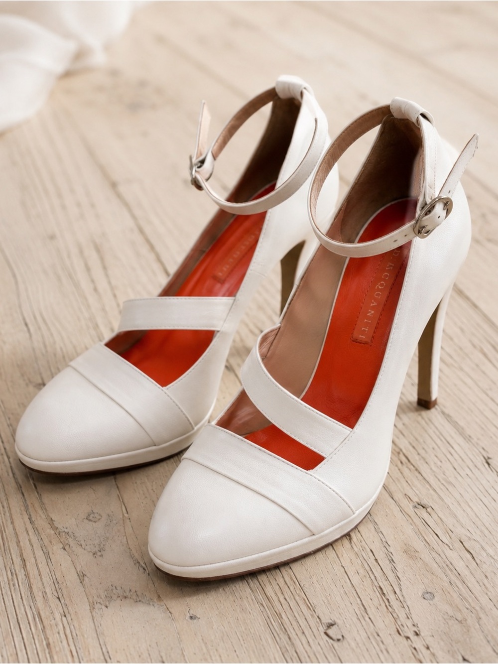 D. Lacquaniti Luxury Italian Bridal Wedding Heels shoes Pearl White 37